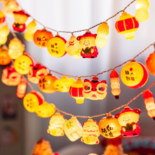 2026新年装饰灯带福字小红灯笼灯串春节过年气氛阳台布置马年挂饰