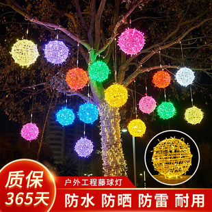 户外景观挂树上藤球灯七彩装饰氛围灯led彩灯闪灯串灯满天星星灯