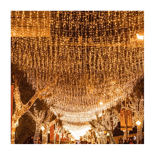 led挂树上新年氛围装饰小彩灯闪灯串灯满天星七彩瀑布灯户外灯带