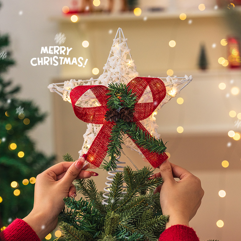 圣诞节装饰品摆件铁艺发光树顶星