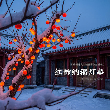 2026新款新年装饰柿子灯串户外防水led灯笼灯带过年阳台挂树彩灯