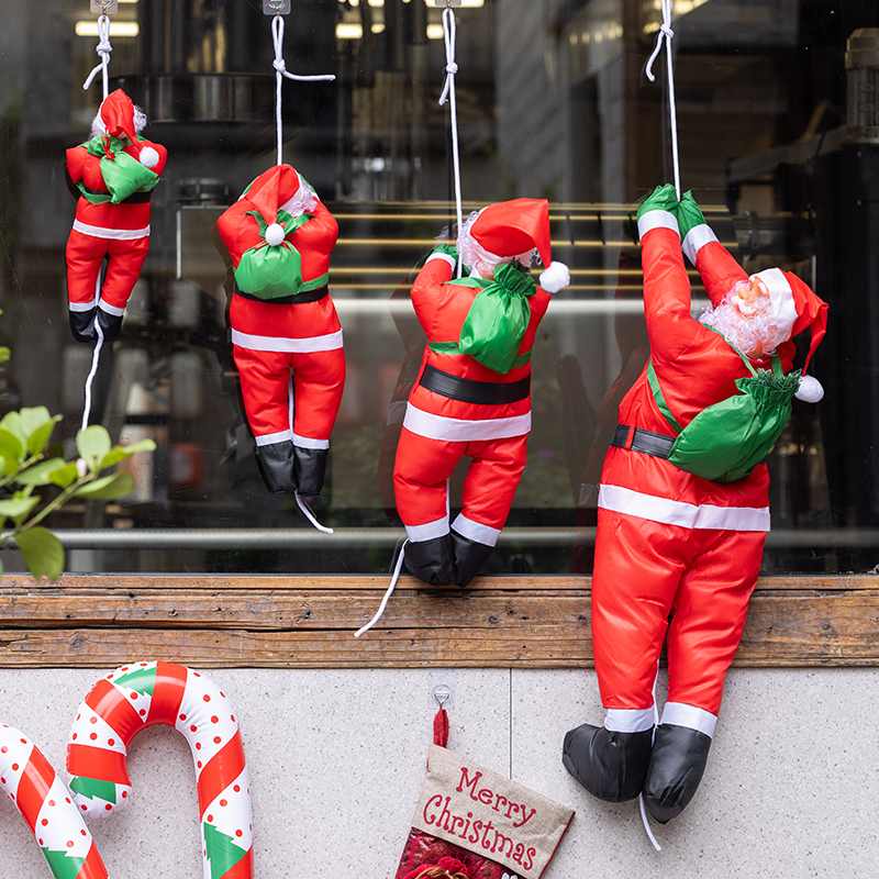 圣诞节装饰单人爬绳圣诞老人挂件