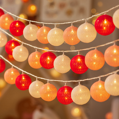 彩灯串灯闪灯棉线球灯房间装饰