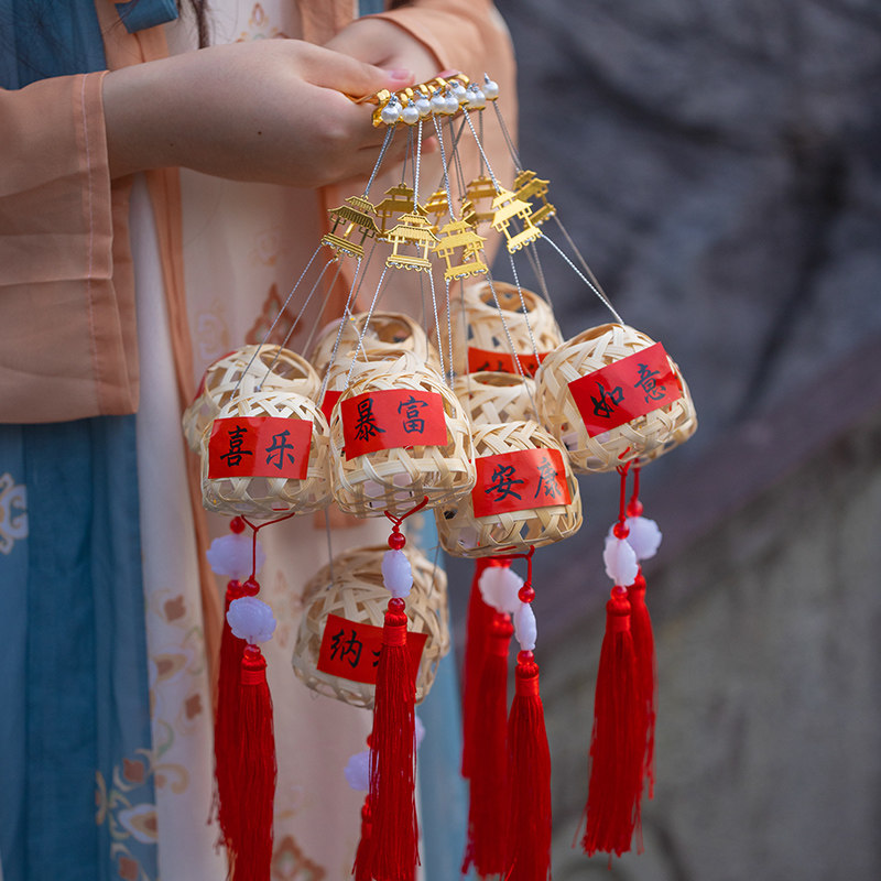 2026新款福字竹编灯笼中式手提花灯新年春节过年挂饰手工diy材料,特色手工艺,竹编/竹雕,淘宝优惠券,粉丝福利购,淘宝优惠卷