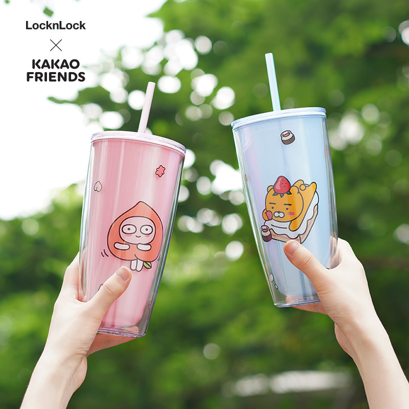 乐扣乐扣KAKAO联名吸管杯水杯女夏季少女心可爱超萌学生男高颜值