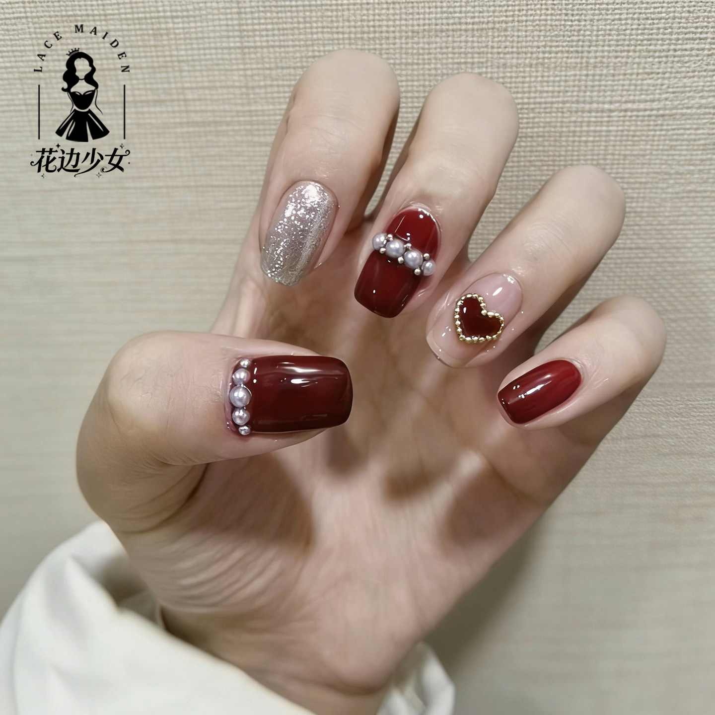 【赤金心语】手工穿戴甲美甲贴高颜值手绘爱心光疗假指甲孕妇可用,彩妆/香水/美妆工具,穿戴甲/甲片,淘宝优惠券,粉丝福利购,淘宝优惠卷