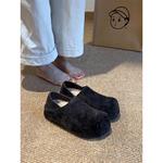 羊皮！勃肯鞋女2025新款极简风灰色圆头可踩脚两穿保暖内增高棉鞋