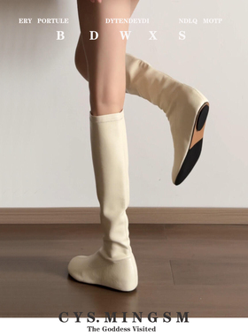 白色靴子女内增高长筒靴小个子弹力瘦瘦靴2025新款秋冬高筒骑士靴