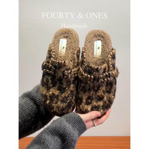 羊毛版~巴恩风毛毛勃肯鞋女编织皮带扣一脚蹬保暖毛绒鞋包头半拖