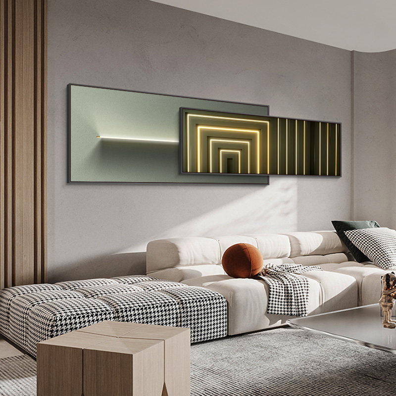 简约现代客厅装饰画大气横版沙发后面背景墙挂画抽U象高档叠加壁