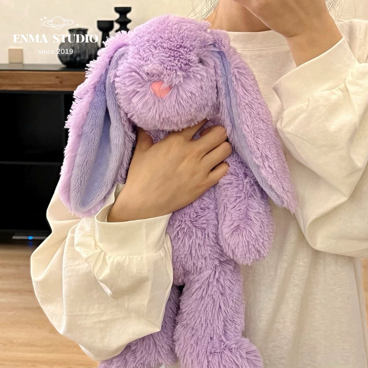 ENMA STUDIO可爱儿童玩具紫色长毛兔子毛绒公仔陪睡玩偶女生娃娃