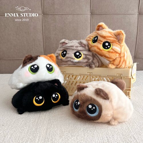ENMA STUDIO可爱叠叠猫豆袋玩偶捏捏毛绒玩具胖嘟嘟黑猫公仔礼物