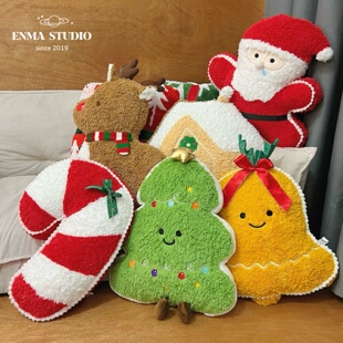 ENMA STUDIO网红圣诞树抱枕麋鹿宿舍沙发毛绒靠垫飘窗靠枕ins礼物