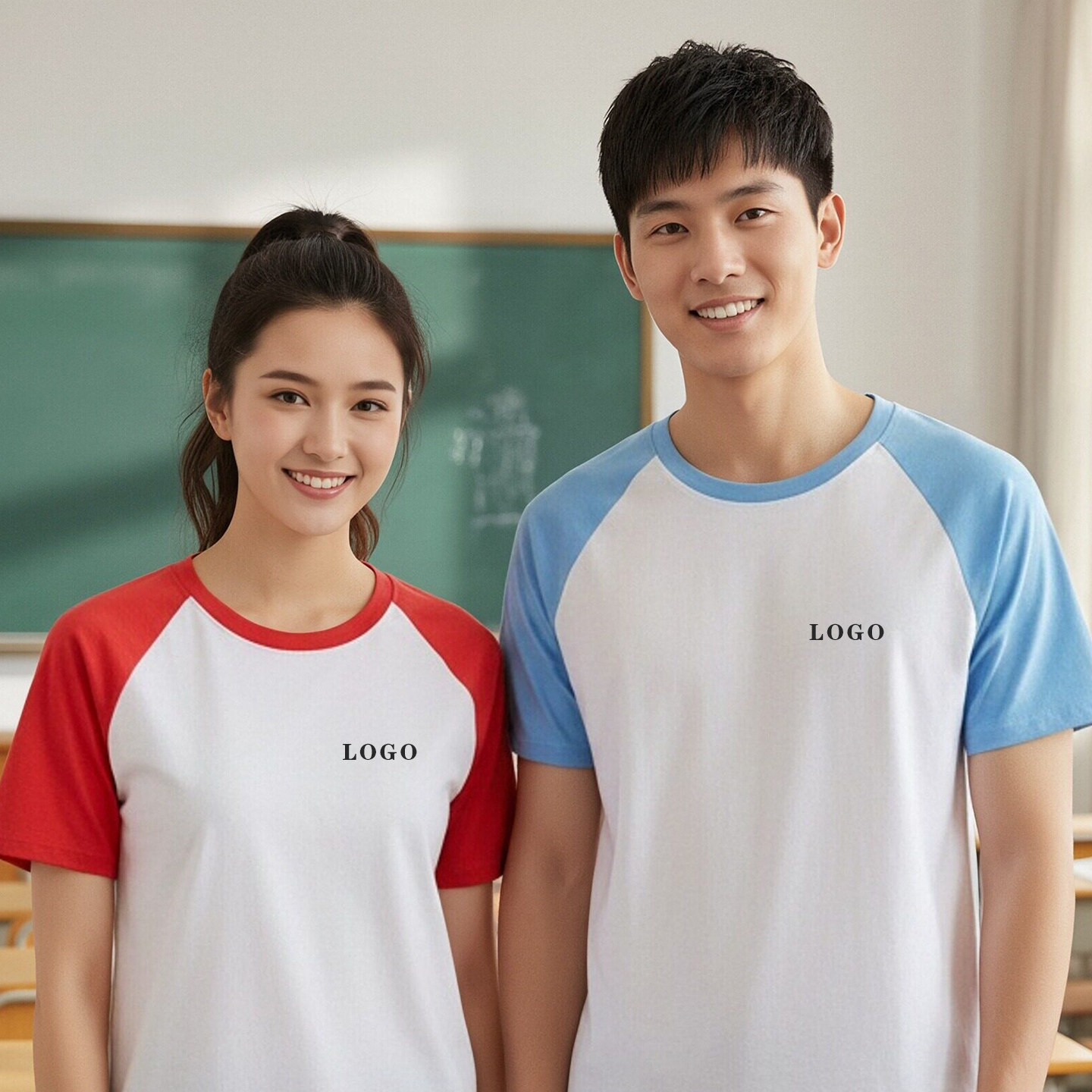 插肩款纯棉圆领T恤短袖亲子活动幼儿园表演服糖果彩色班服定制