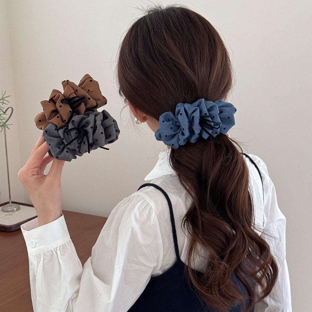 韩系波点蝴蝶结蓬松泡泡香蕉夹女2025早秋新款感半扎竖夹发夹盘发,饰品/流行首饰/时尚饰品新,民族风发饰,淘宝优惠券,粉丝福利购,淘宝优惠卷