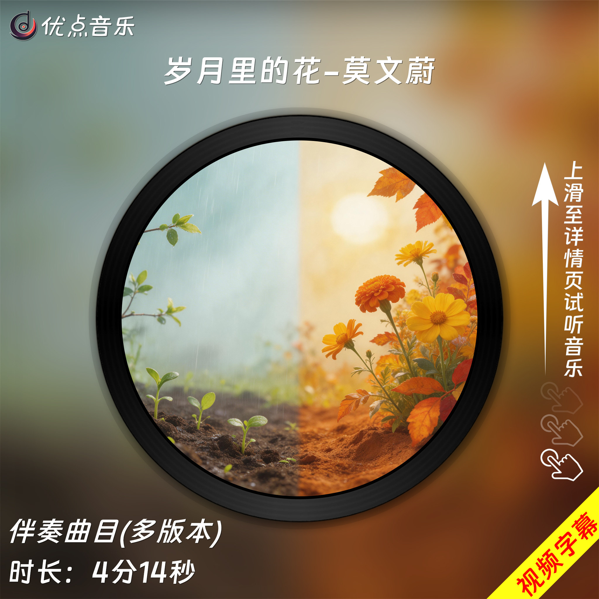 岁月里的花-莫文蔚 原版伴奏音乐MP3歌曲MV背景视频MP4素材无损