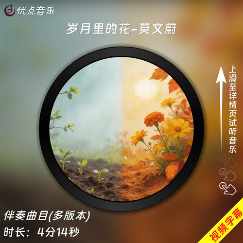 岁月里的花-莫文蔚 原版伴奏音乐MP3歌曲MV背景视频MP4素材无损