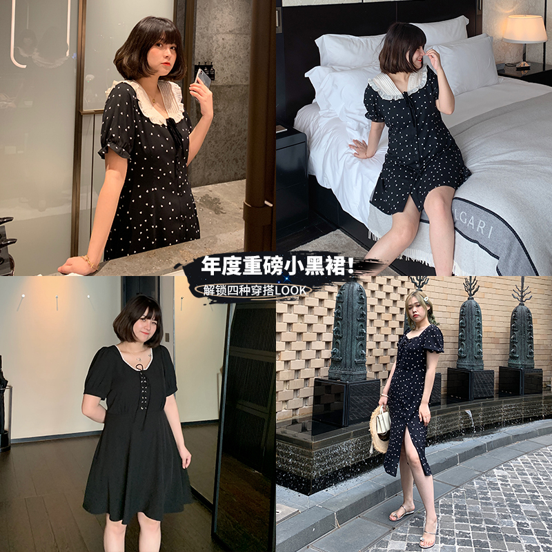 马西西微胖定制胖mm温柔风中长款连衣裙收腰显瘦大码女装气质裙子