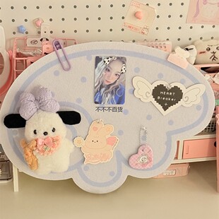 新款可爱翅膀免打孔毛毡墙贴照片背景墙自粘展示板留言板客厅装饰