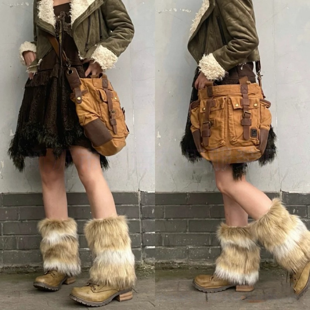 秋冬加厚保暖辣妹毛毛腿套y2k仿毛绒靴子袜毛茸茸长筒堆堆袜套女