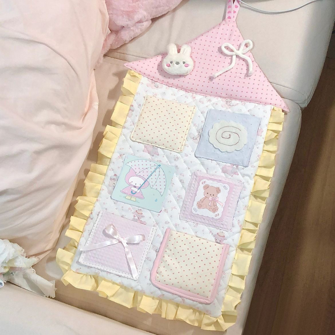 新款可爱彩色印花夹棉精致收纳袋挂墙式高颜值房间收纳装饰少女心,收纳整理,其他收纳袋,淘宝优惠券,粉丝福利购,淘宝优惠卷