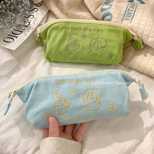 刺绣ins风可爱兔子笔袋马卡龙大容量女学生高颜值文具袋2024新款