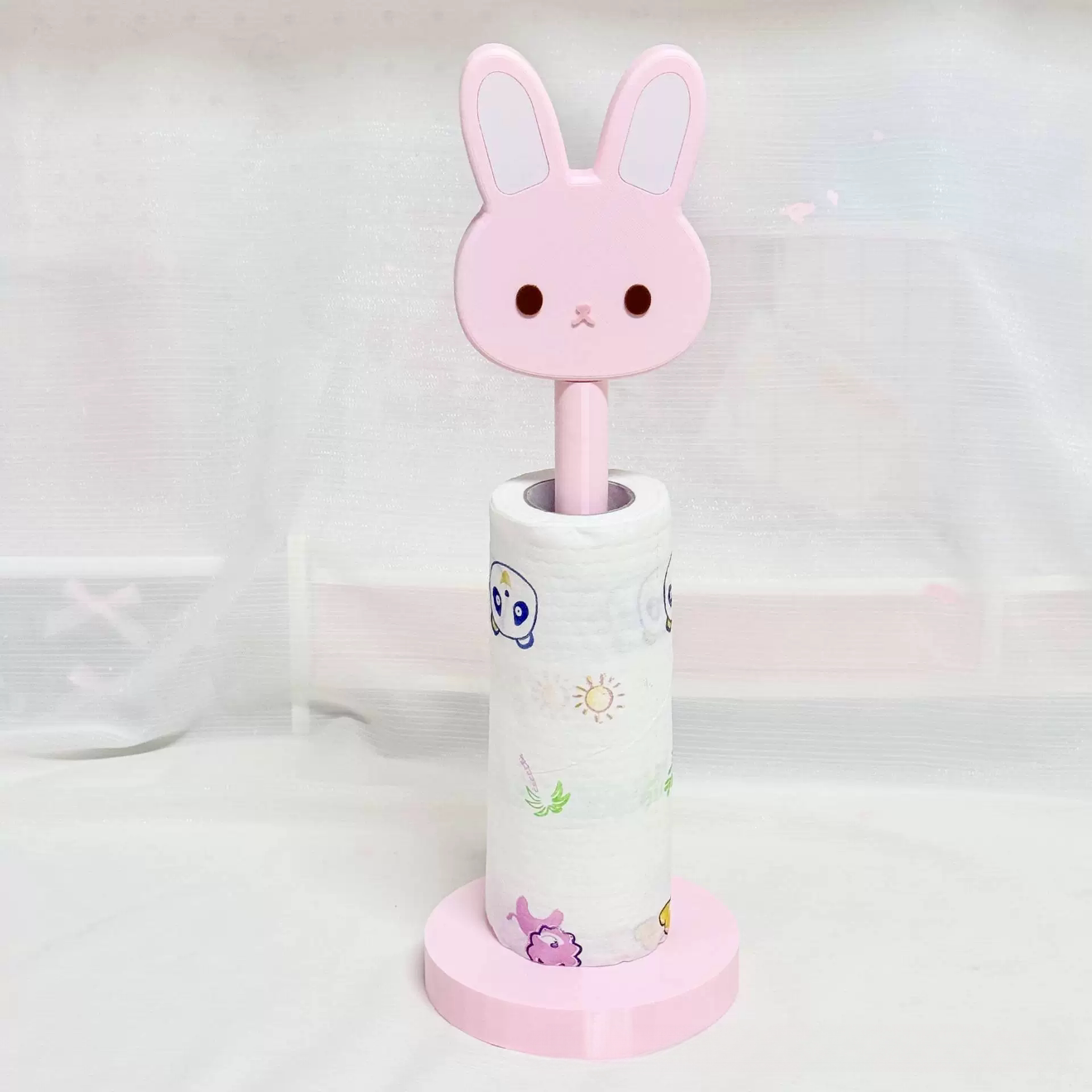 高颜值卡通可爱3d兔子造型纸巾架厨房立式家用厨房卷纸收纳保鲜膜图片