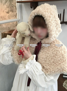 新年氛围感小红帽斗篷秋冬季加绒双面连帽百搭披肩新年甜美外套