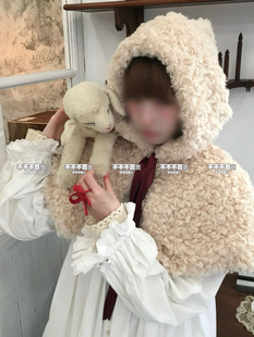 新年氛围感小红帽斗篷秋冬季加绒双面连帽百搭披肩新年甜美外套