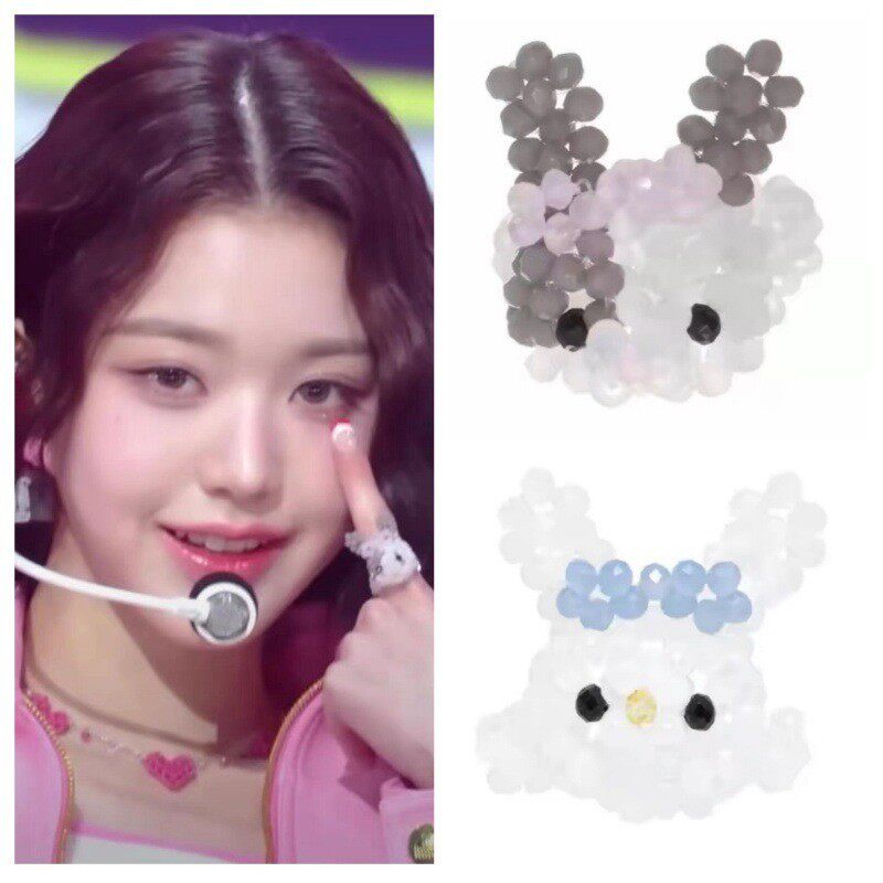 韩国张元英同款明星同款网红小兔子珍珠戒指可爱首饰超甜多巴胺女