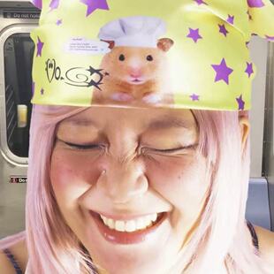 甜美可爱小仓鼠方巾黄色蓝色头巾发饰新款少女心星星