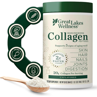 美国洛杉矶直邮Great Lakes Wellness胶原蛋白肽粉皮肤头发和指甲