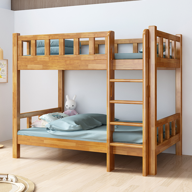 实木上下铺儿童床上下同宽平行床宿舍双层橡木床两层高低床子母床