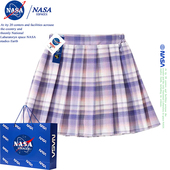 NASA联名儿童格子百褶裙A字裙2025春夏新款 女童半身短裙公主裙裤
