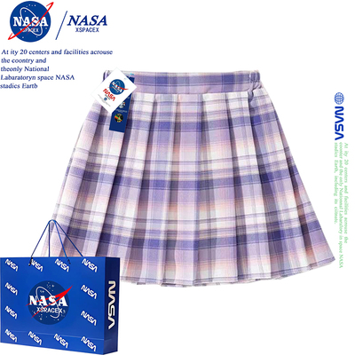 NASA联名儿童格子百褶裙A字裙2025春夏新款女童半身短裙公主裙裤