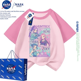 NASA联名kpopdemonhunters猎魔女团春衣服动漫纯棉短袖儿童T恤