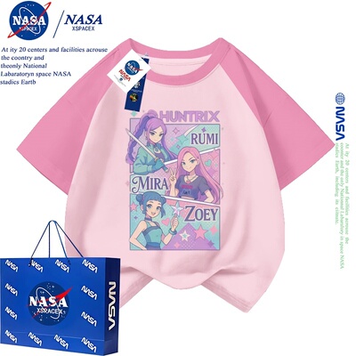 NASA联名kpopdemonhunters猎魔女团春衣服动漫纯棉短袖儿童T恤