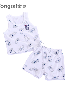 童泰 男女宝宝夏装纯棉背心套装婴儿全棉无袖短裤两件套J30640