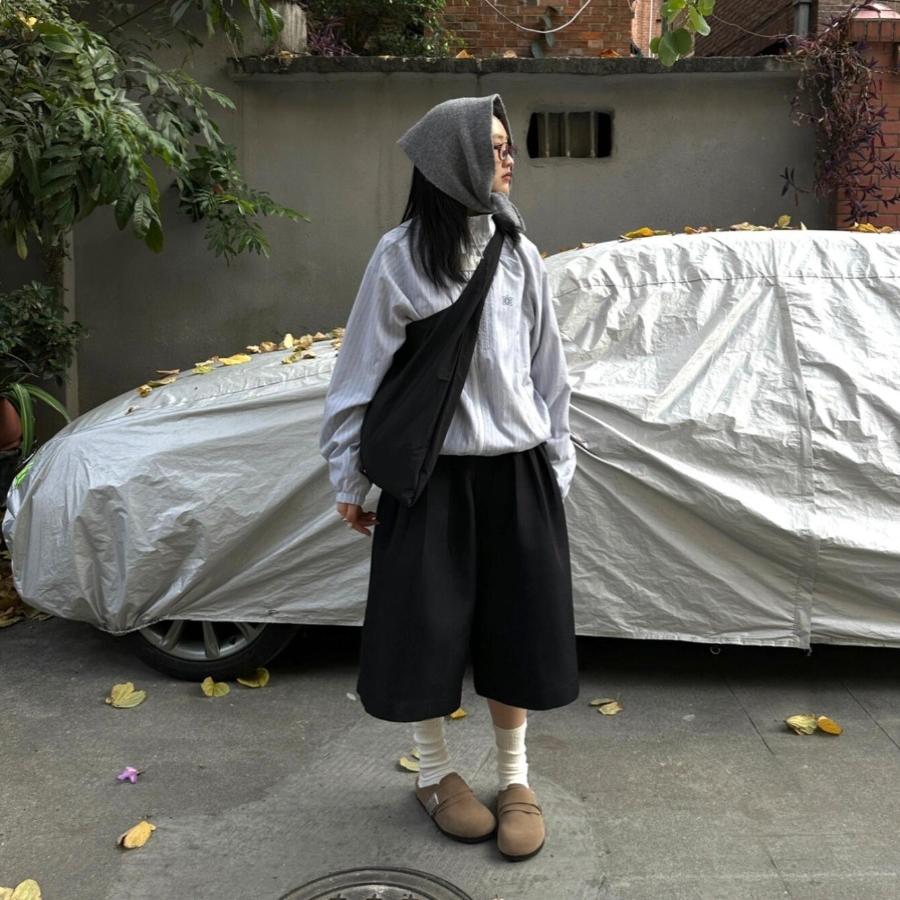 美式复古西装黑色七分裤女