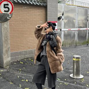 日系复古简约加厚百搭深灰色毛呢七分裤秋冬新款高腰直筒阔腿裤