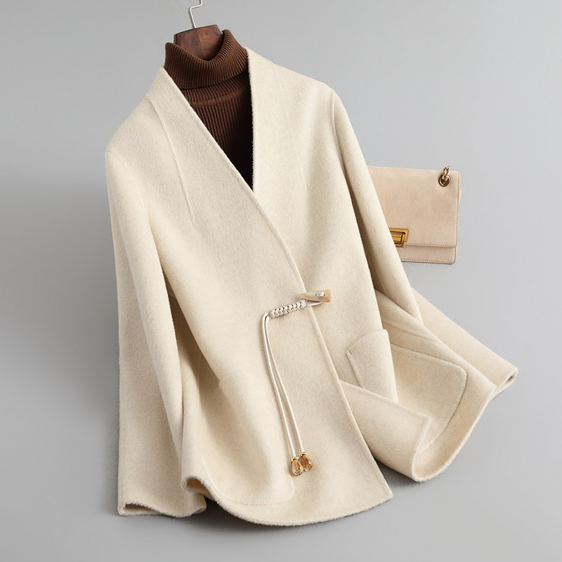 2024年秋季新款双面呢羊毛大衣女小个子高端国风新中式羊绒外套,女装/女士精品,毛呢外套,淘宝优惠券,粉丝福利购,淘宝优惠卷