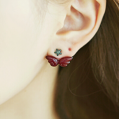 现货韩国进口果冻色天使翅膀耳环