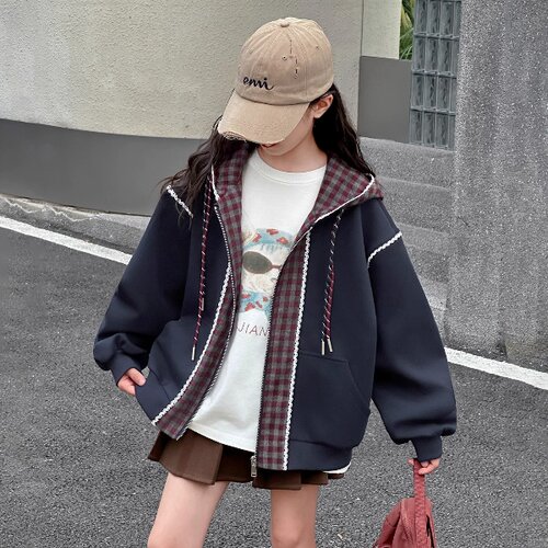女童春秋款外套女童韩版休闲连帽棒球服儿童洋气超好看秋装上衣