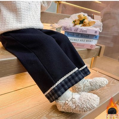 女童加绒裤子秋冬款25款洋气宝宝加厚休闲长裤冬装儿童直筒牛仔裤