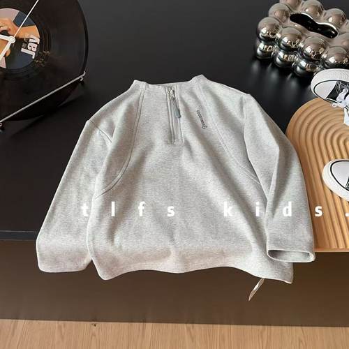 儿童秋季新2025简约字母拉链衫