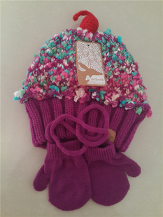 英国Aardvark土豚蛋糕造型手工针织帽女童宝宝冰淇淋毛线帽子手套