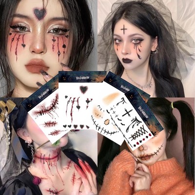 万圣节魔女妆容眼角可爱小南瓜贴