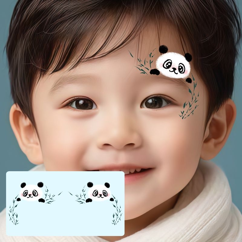 儿童卡通熊猫脸部彩绘贴纸 男女孩可爱额贴妆容装扮纹身贴动物