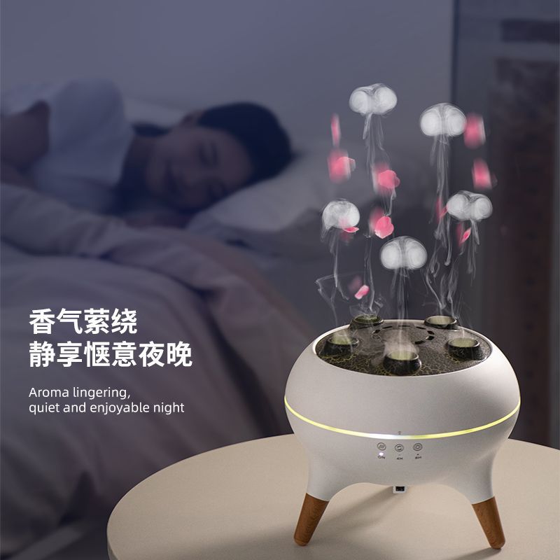 跨境火山动感吐圈加湿器家用静音精油插电香薰机七彩灯光