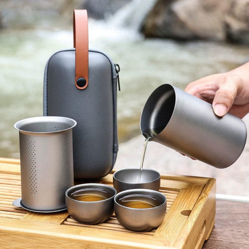 纯钛杯茶杯功夫茶具户外家用便携旅行快客杯套装手抓壶泡茶器杯子